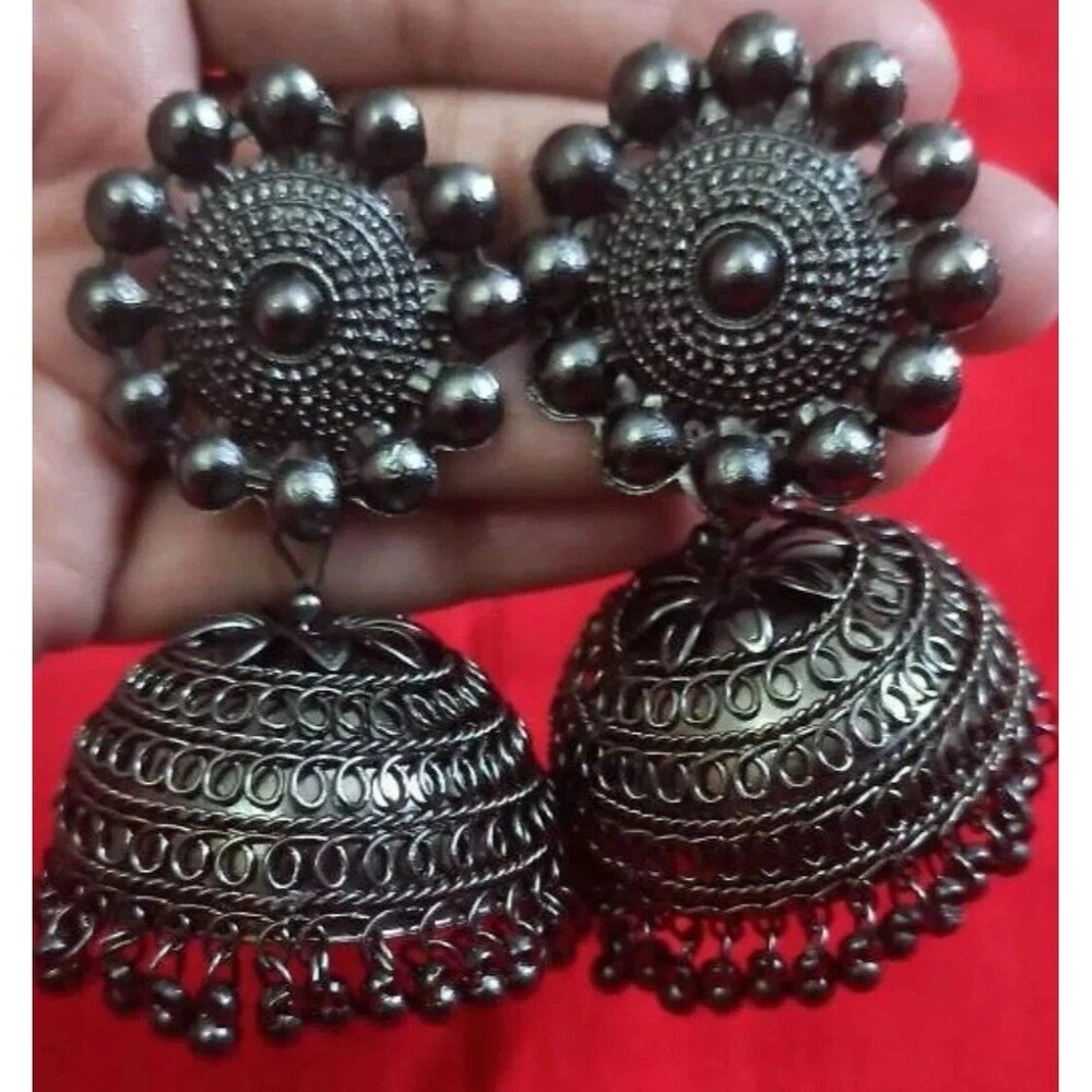 Oxidised Earrings,Black Metal Jhumka Earring, Big Handmade Earring, Gift For Her